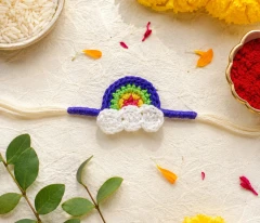 Rainbow & Cloud Handcrafted Kids Crochet Rakhi